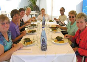 Feasting on what we made in our Greek cooking class!