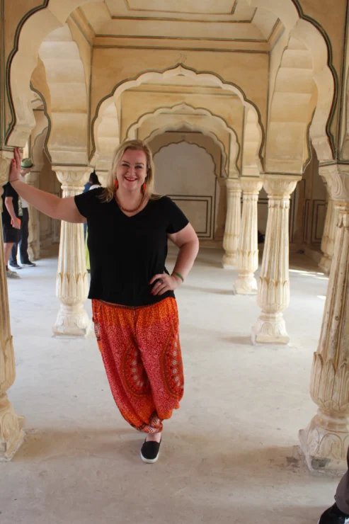 Woman traveler enjoying India