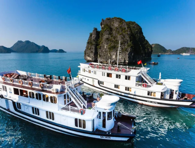 Private chartered boat in Vietnam.